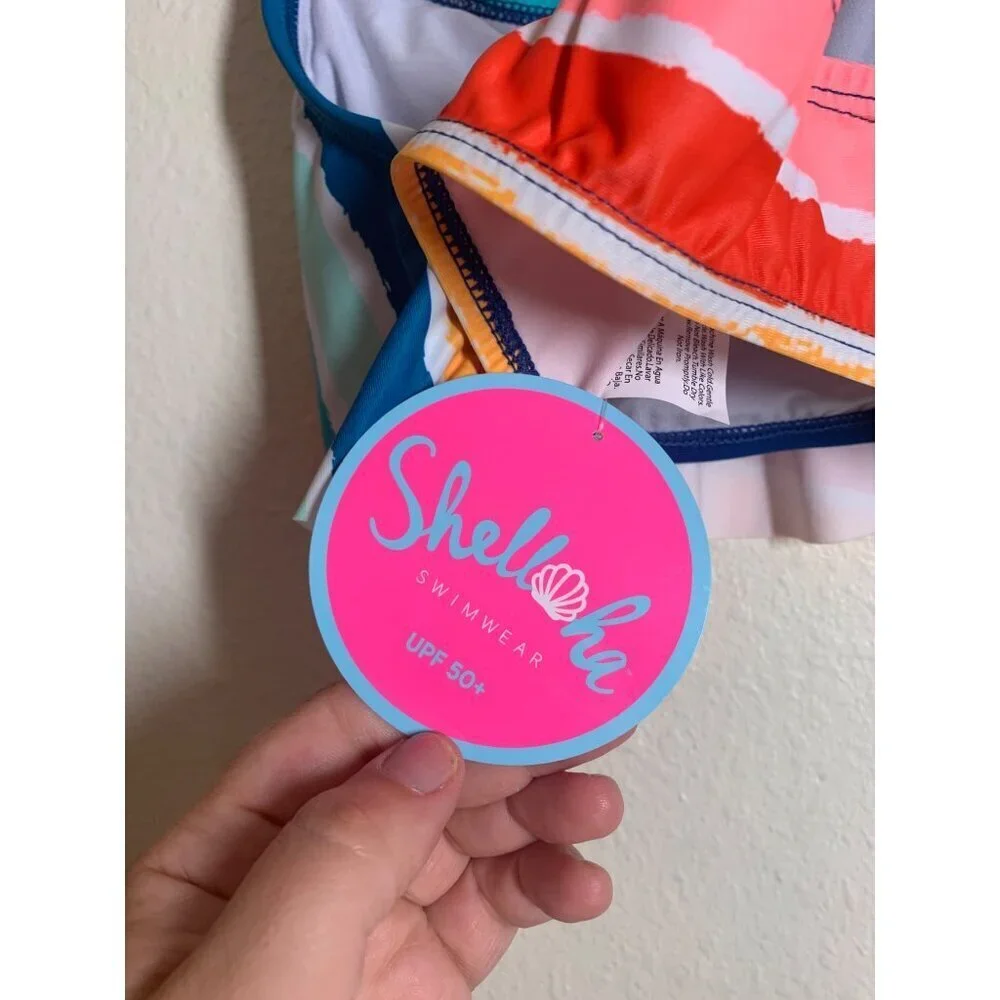 NWT Shelloha Swimsuit Bikini Top Girls Size 8 Colorful AD3